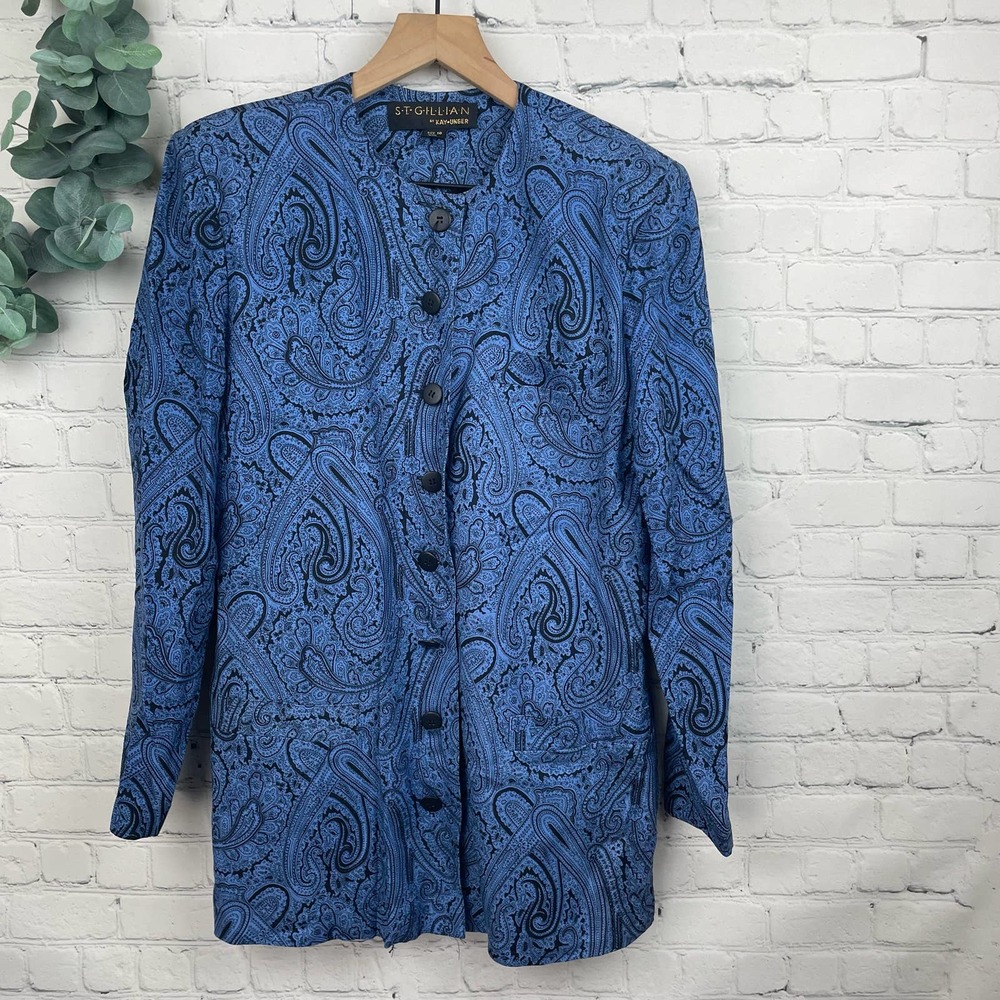 ST. Gillian by Kay Unger Vintage Silk Button Up Top size 10